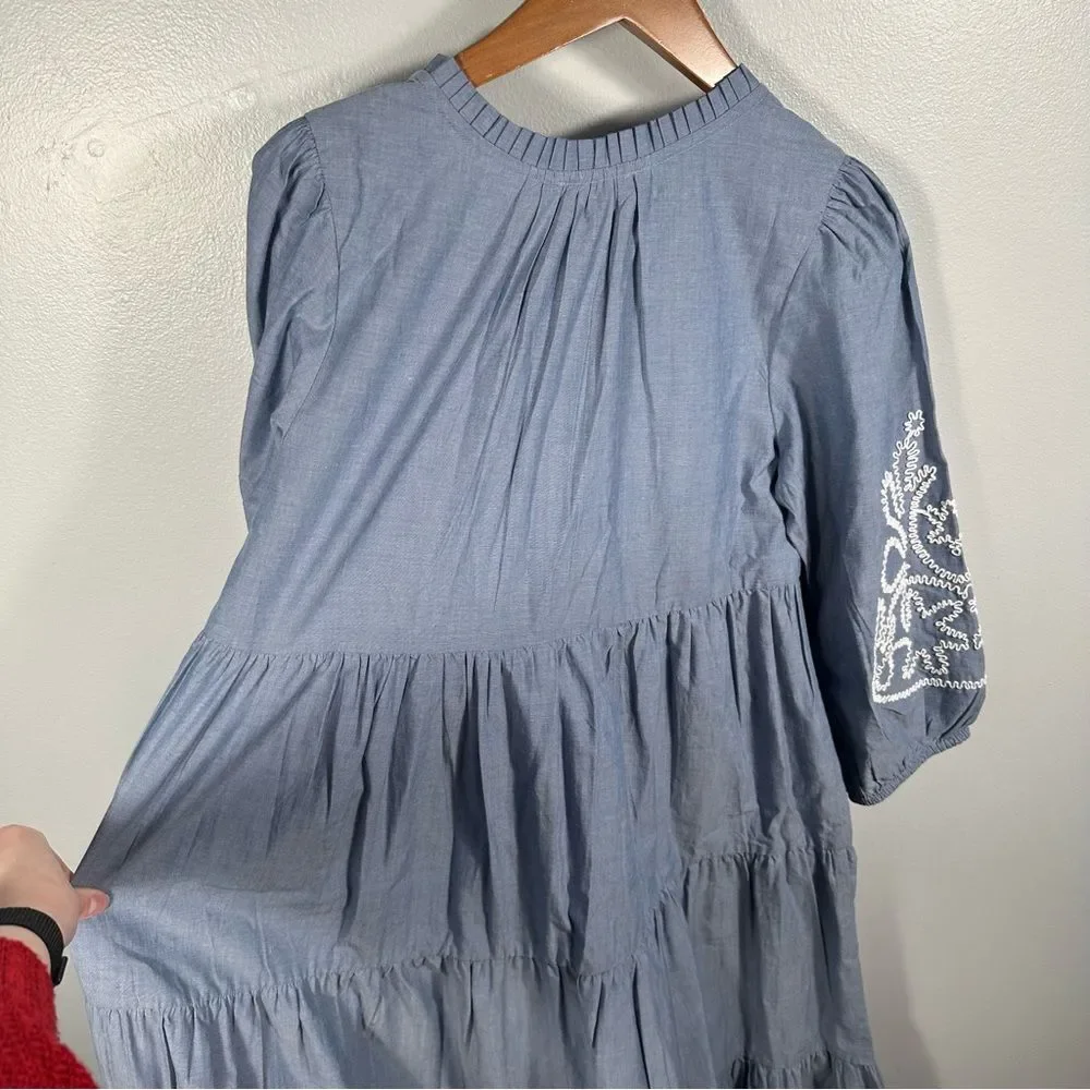 Tuckernuck Cotton Chambray Embroidered Salty Paloma Caftan Dress NWT Size Small - Picture 12 of 16